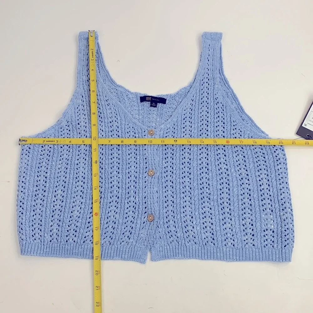 Frye Knit Tank Top XL Slate Blue Button Up New NWT - Picture 10 of 12